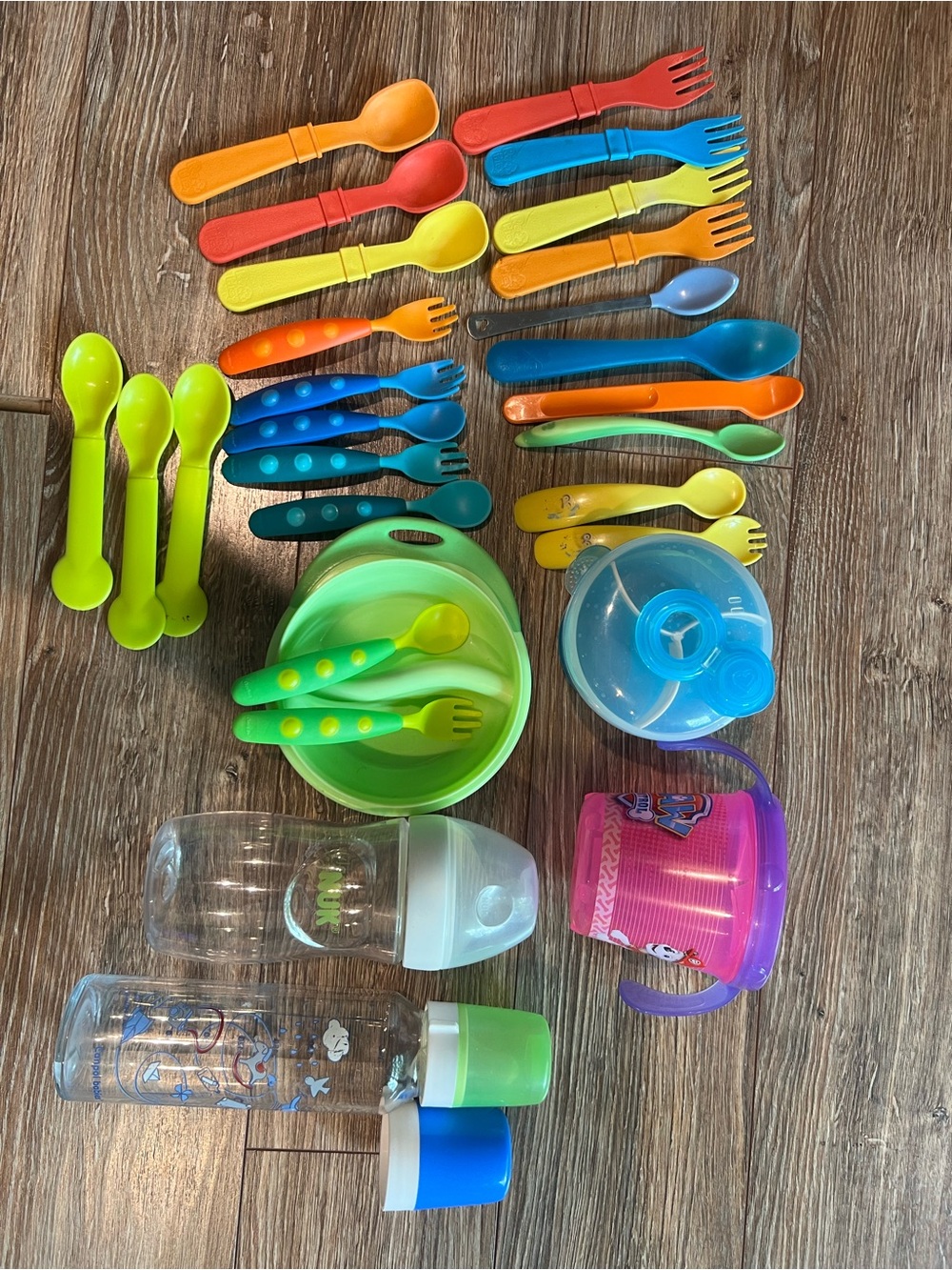 Kids Bottles, Tableware, Multicolor Feeding Pieces Bundle